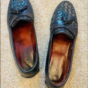 Black leather flats by Robert Zur